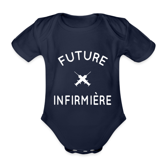 Body Bébé bio manches courtes - Future infirmière - marine foncé