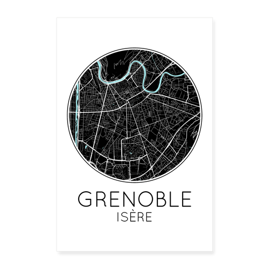 Poster Grenoble - Plan Grenoble - 60 x 90 cm - blanc