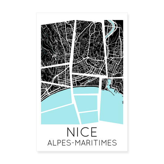 Poster Nice - Plan Nice - 20 x 30 cm - blanc