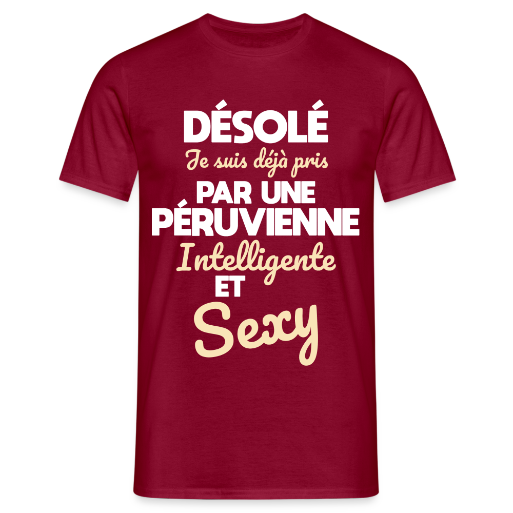 T-shirt Homme -  Je suis déjà pris par une Péruvienne intelligente et sexy - rouge brique