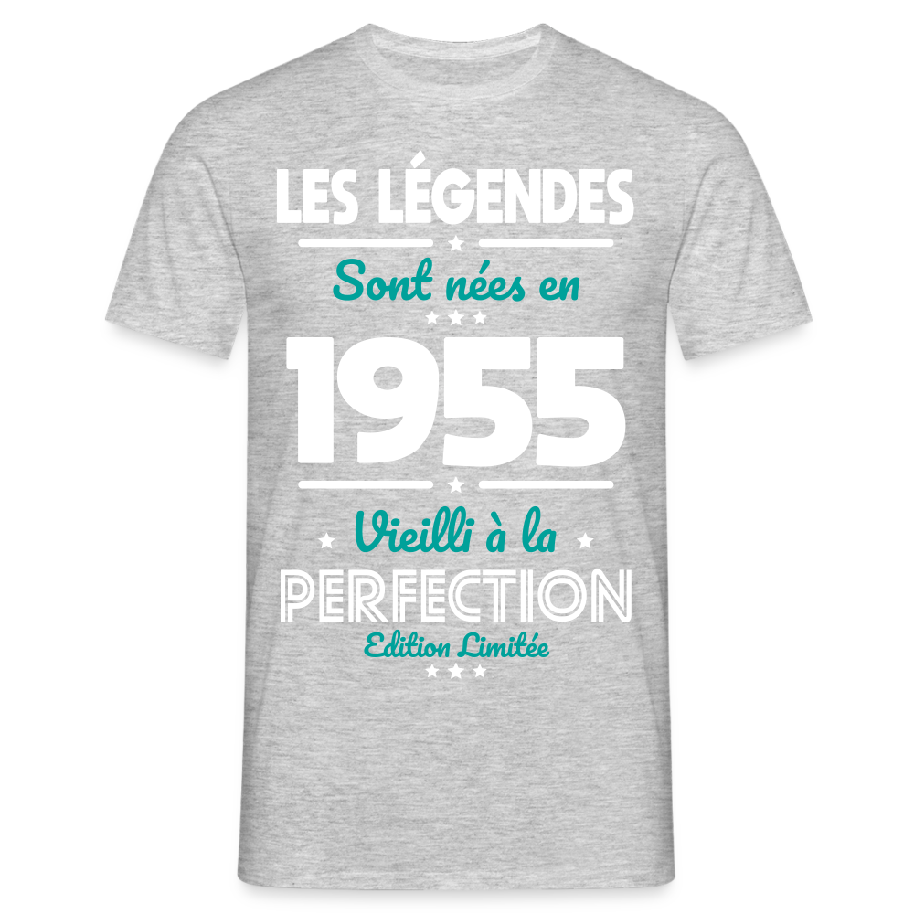 T-shirt Homme - Anniversaire 70 Ans - Les Légendes sont nées en 1955 - gris chiné