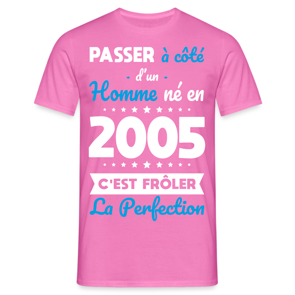 T-shirt Homme - Anniversaire 20 Ans - Né en 2005 - Frôler la perfection - rose