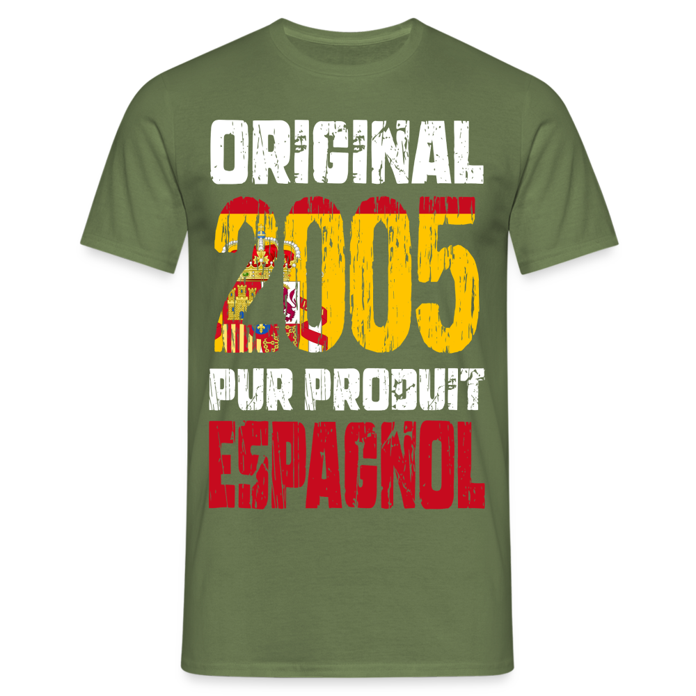 T-shirt Homme - Anniversaire 20 Ans - Original 2005 - Pur produit Espagnol - vert militaire