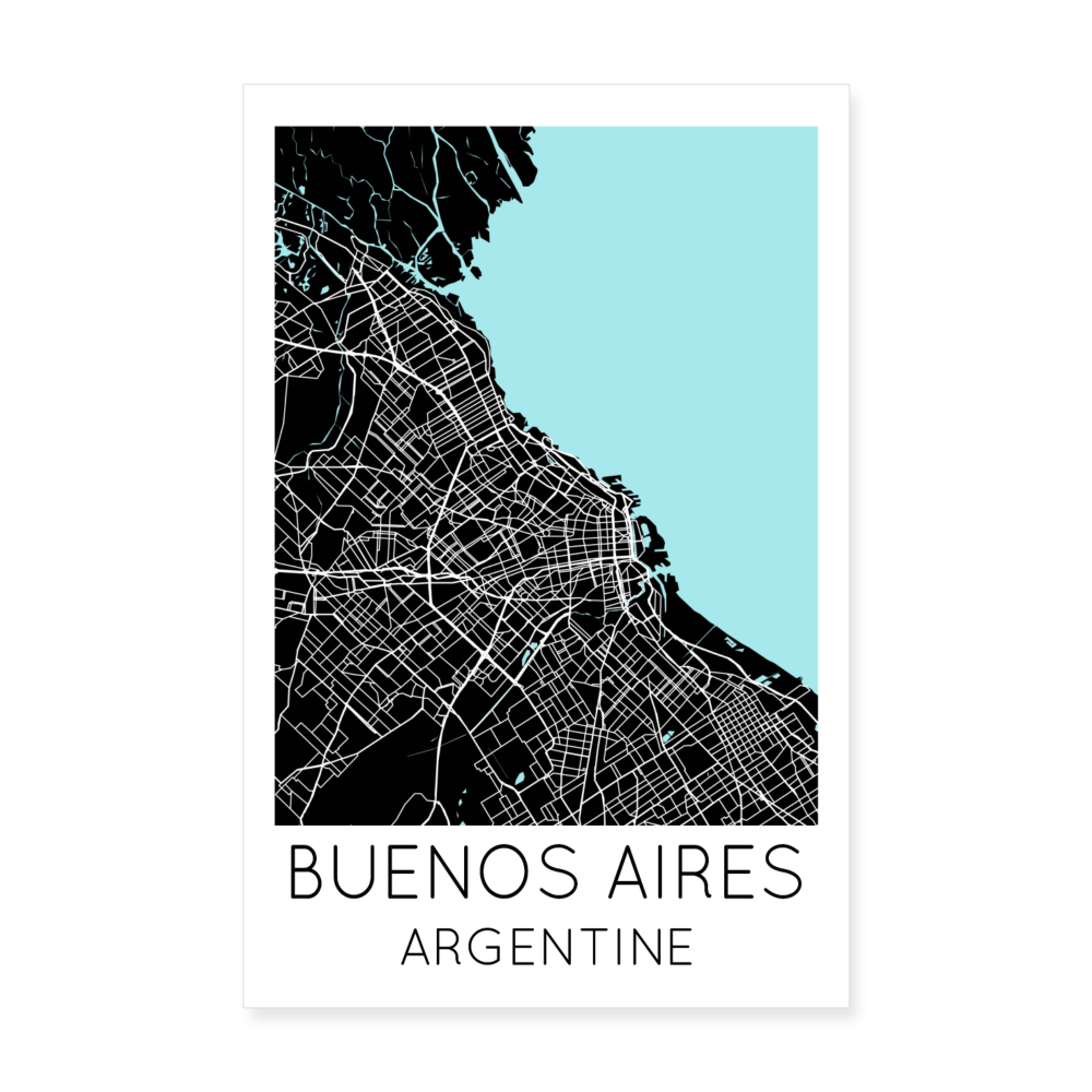 Poster Buenos Aires - Plan Buenos Aires - 20 x 30 cm - blanc