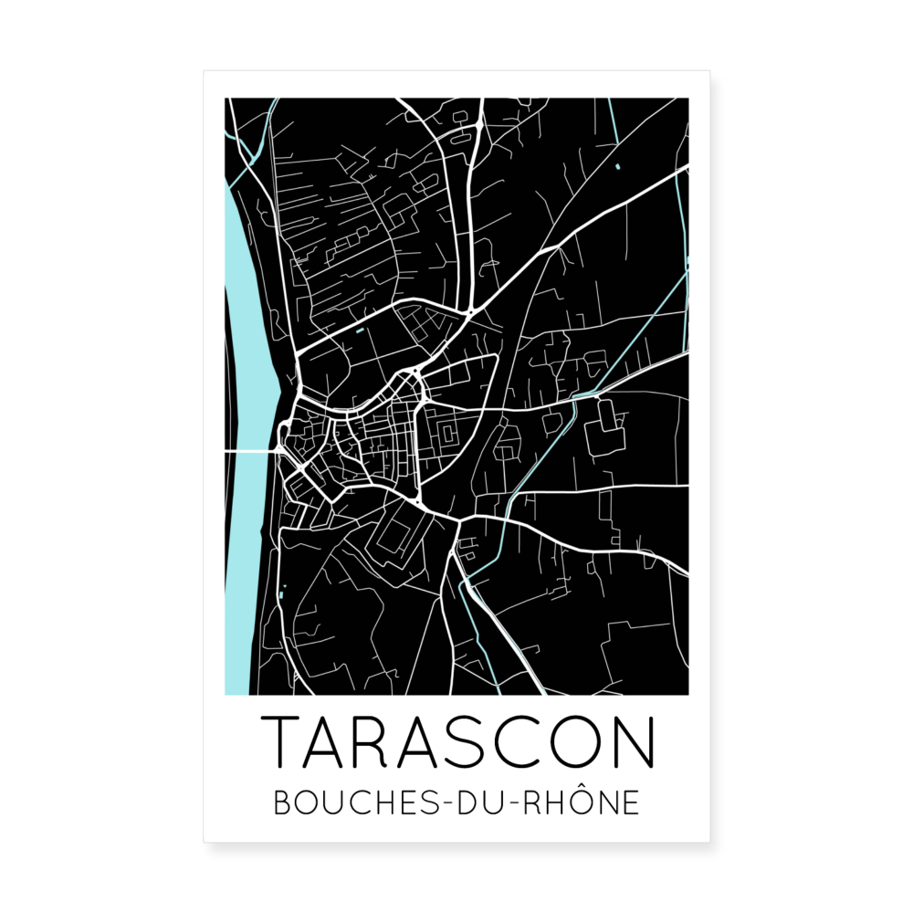 Poster Tarascon - Plan Tarascon - 20 x 30 cm - blanc