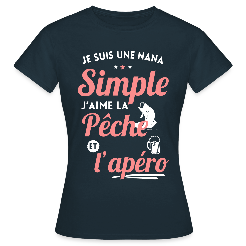 T-shirt Femme - J'aime la pêche et l'apéro - marine