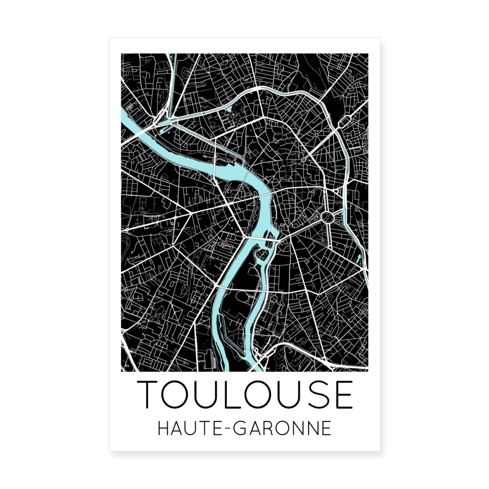 Poster Toulouse - Plan Toulouse - 20 x 30 cm - blanc