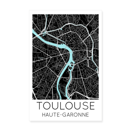 Poster Toulouse - Plan Toulouse - 20 x 30 cm - blanc