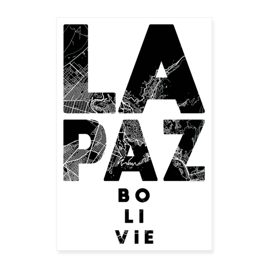 Poster La Paz - Plan La Paz - 60 x 90 cm - blanc