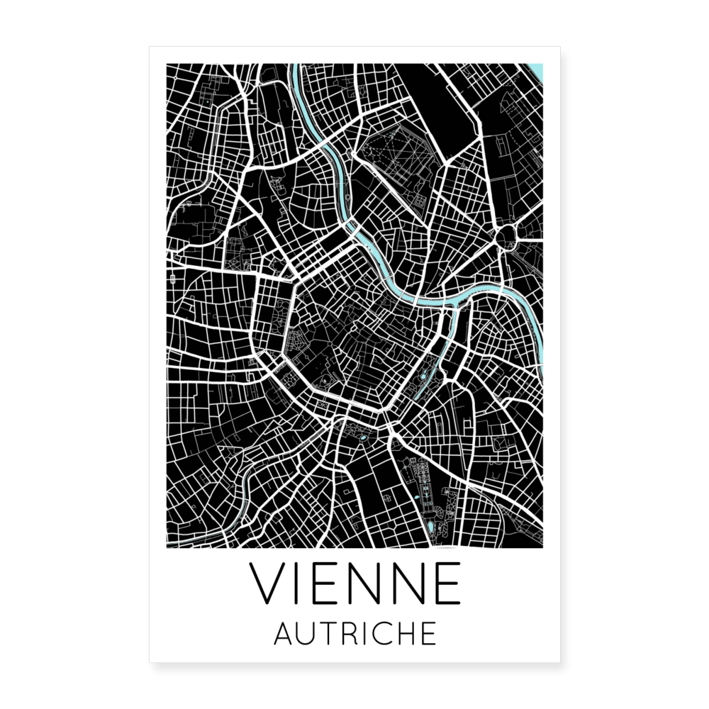 Poster Vienne - Plan Vienne - 60 x 90 cm - blanc