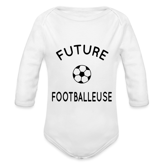 Body Bébé bio manches longues - Future footballeuse - blanc