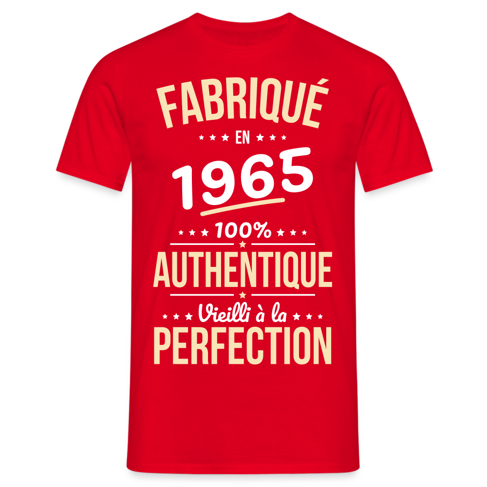 T-shirt Homme - Anniversaire 60 Ans - Fabriqué en 1965 - rouge