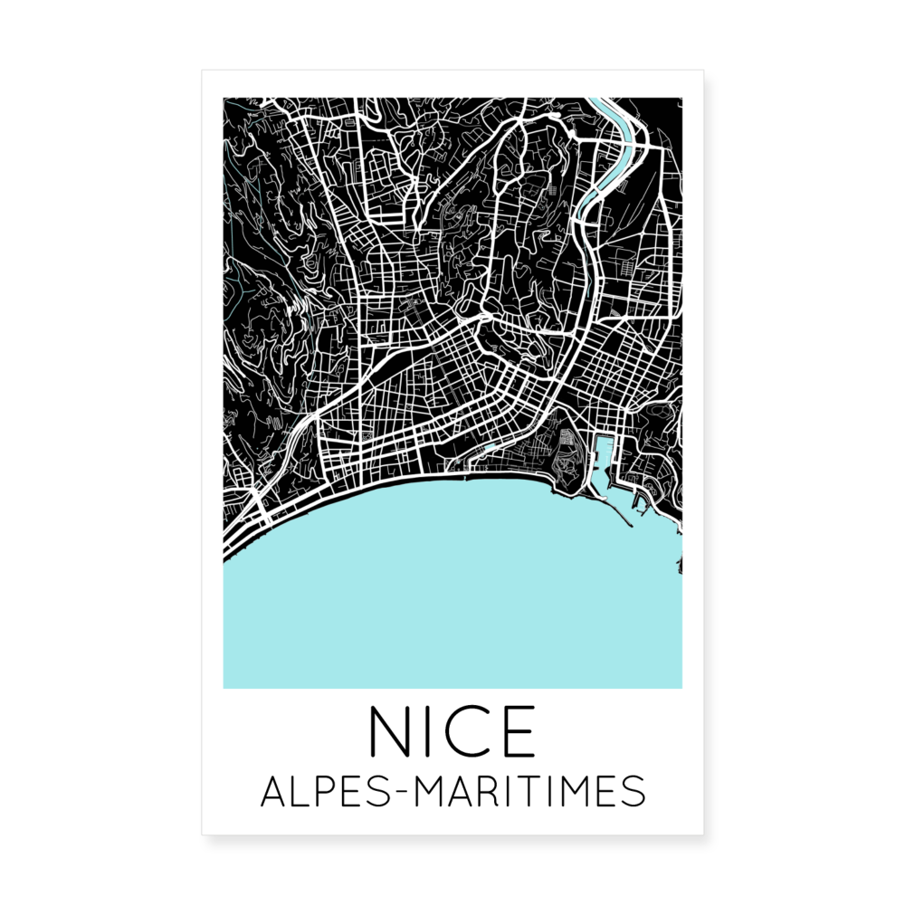 Poster Nice - Plan Nice - 20 x 30 cm - blanc