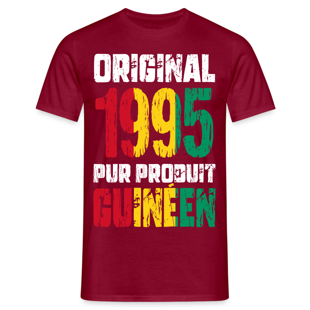 T-shirt Homme - Anniversaire 30 Ans - Original 1995 - Pur produit Guinéen - rouge brique