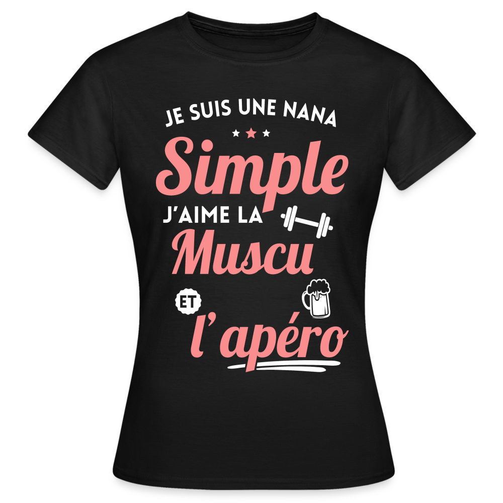 T-shirt Femme - J'aime la muscu et l'apéro - noir