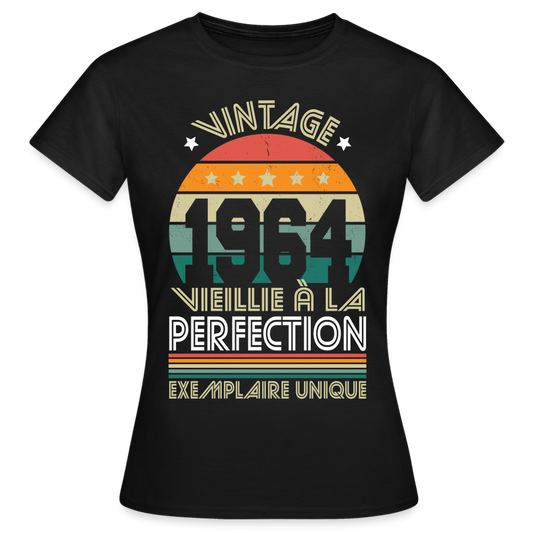 T-shirt Femme - Anniversaire 61 Ans - Vintage 1964 - noir