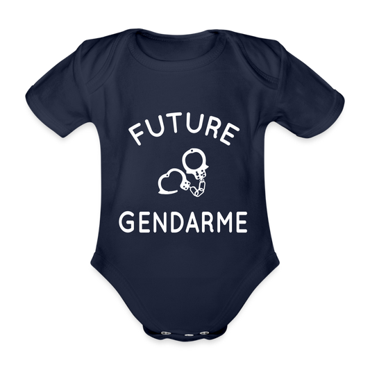 Body Bébé bio manches courtes - Future gendarme - marine foncé