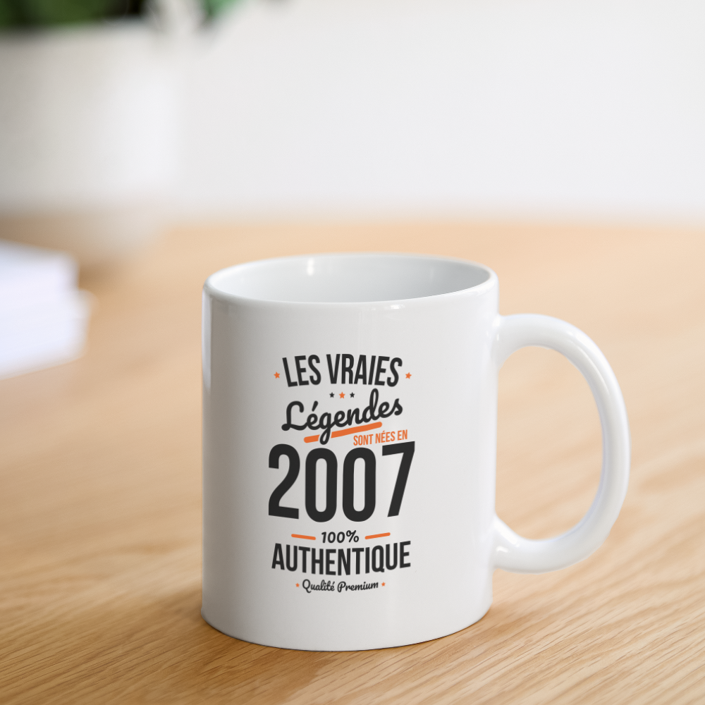 Mug blanc - Anniversaire 18 Ans - Les vraies Légendes sont nées en 2007 - blanc