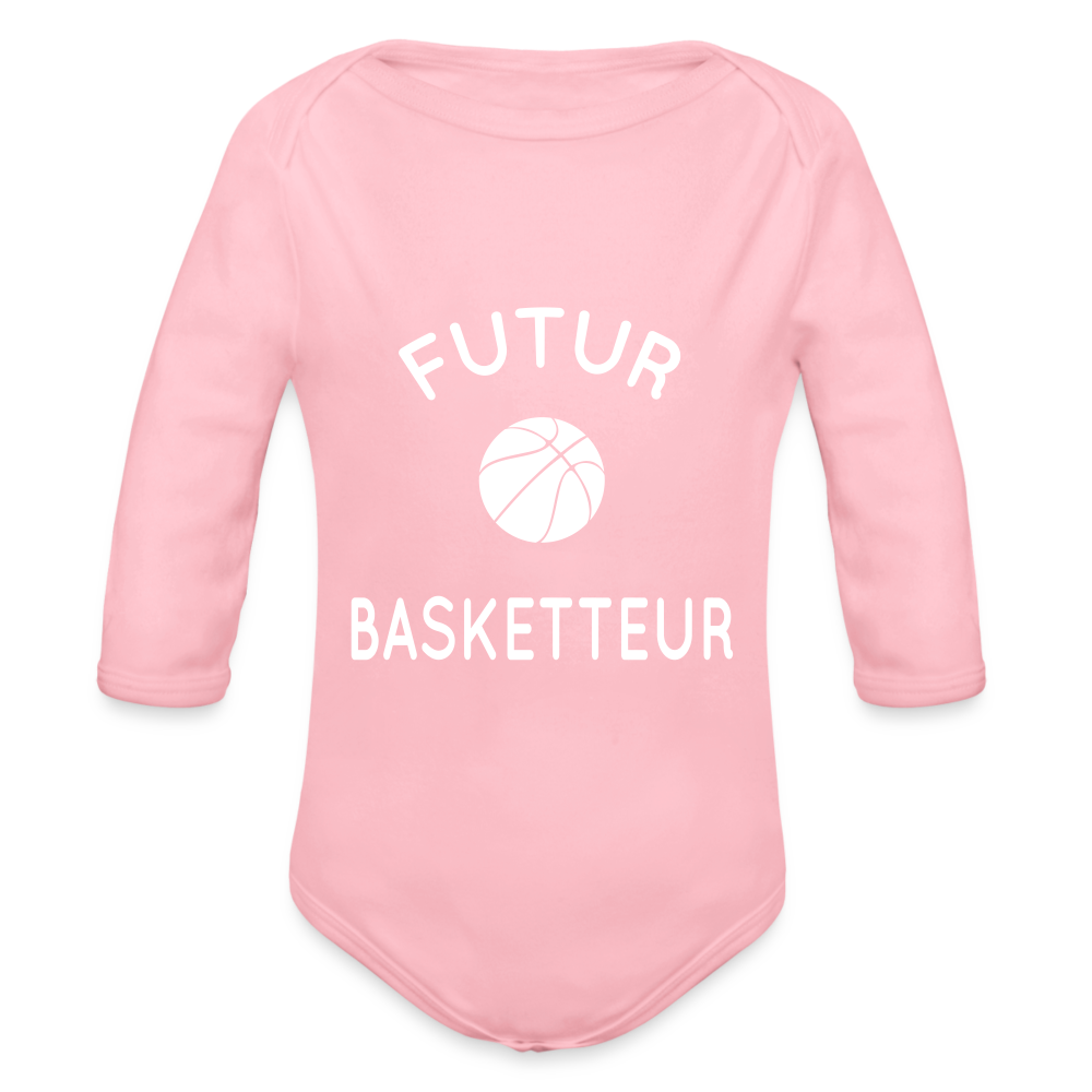 Body Bébé bio manches longues - Futur basketteur - rose clair