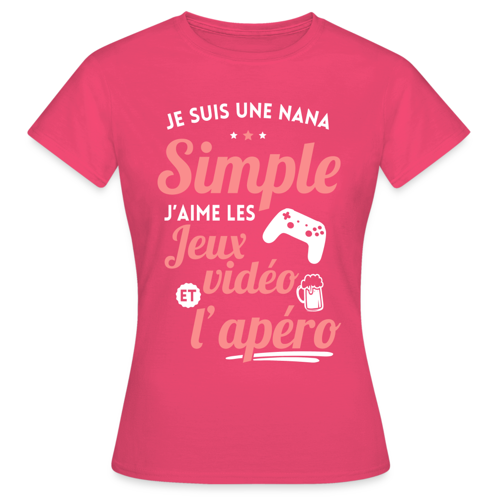 T-shirt Femme - J'aime les jeux vidéo et l'apéro - rose azalée