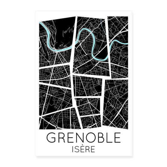 Poster Grenoble - Plan Grenoble - 40 x 60 cm - blanc