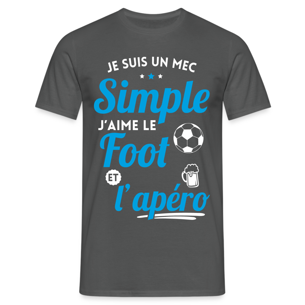 T-shirt Homme -  J'aime le foot et l'apéro - charbon