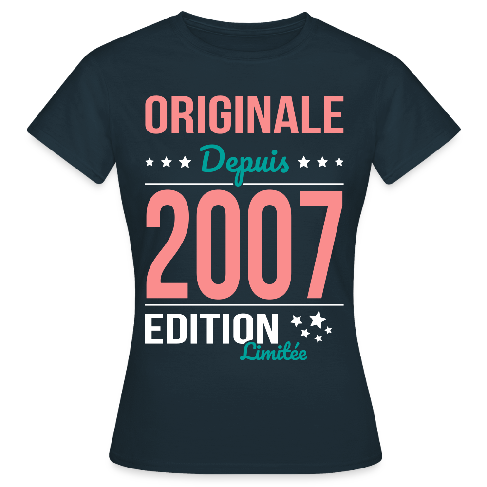 T-shirt Femme - Anniversaire 18 Ans - Originale depuis 2007 - marine