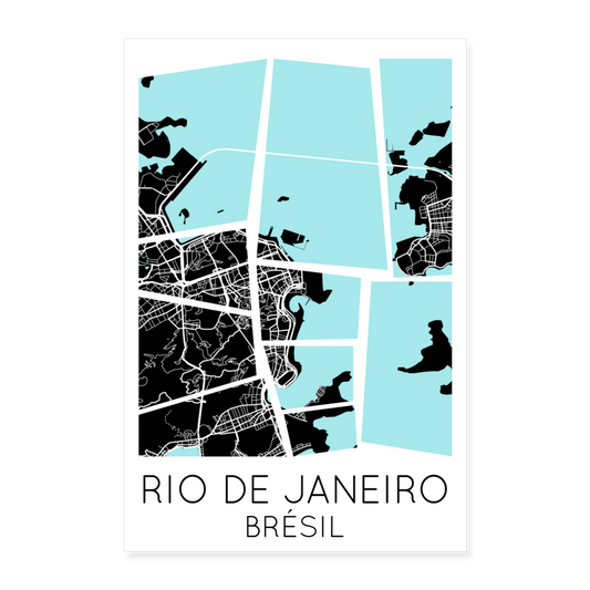 Poster Rio de Janeiro - Plan Rio de Janeiro - 40 x 60 cm - blanc