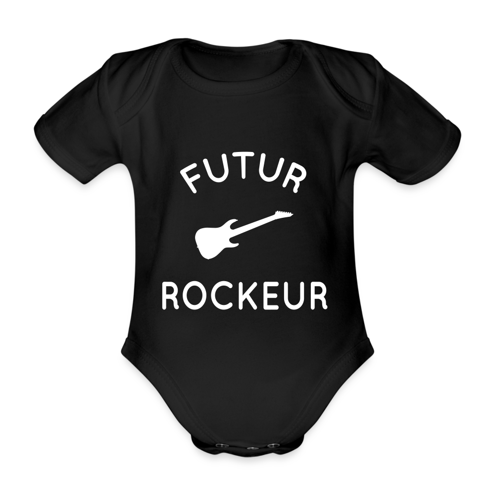 Body Bébé bio manches courtes - Futur rockeur - noir