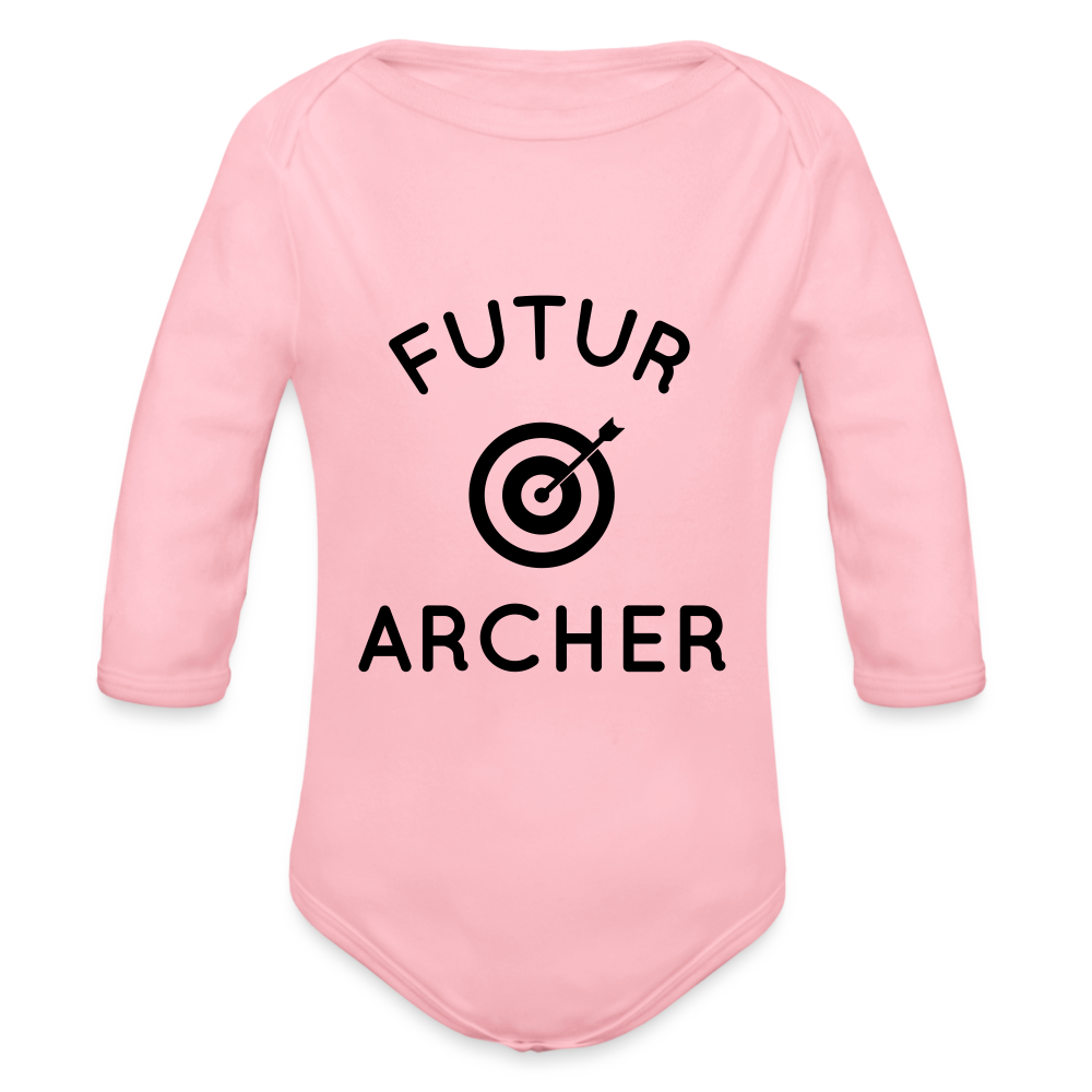 Body Bébé bio manches longues - Futur archer - rose clair