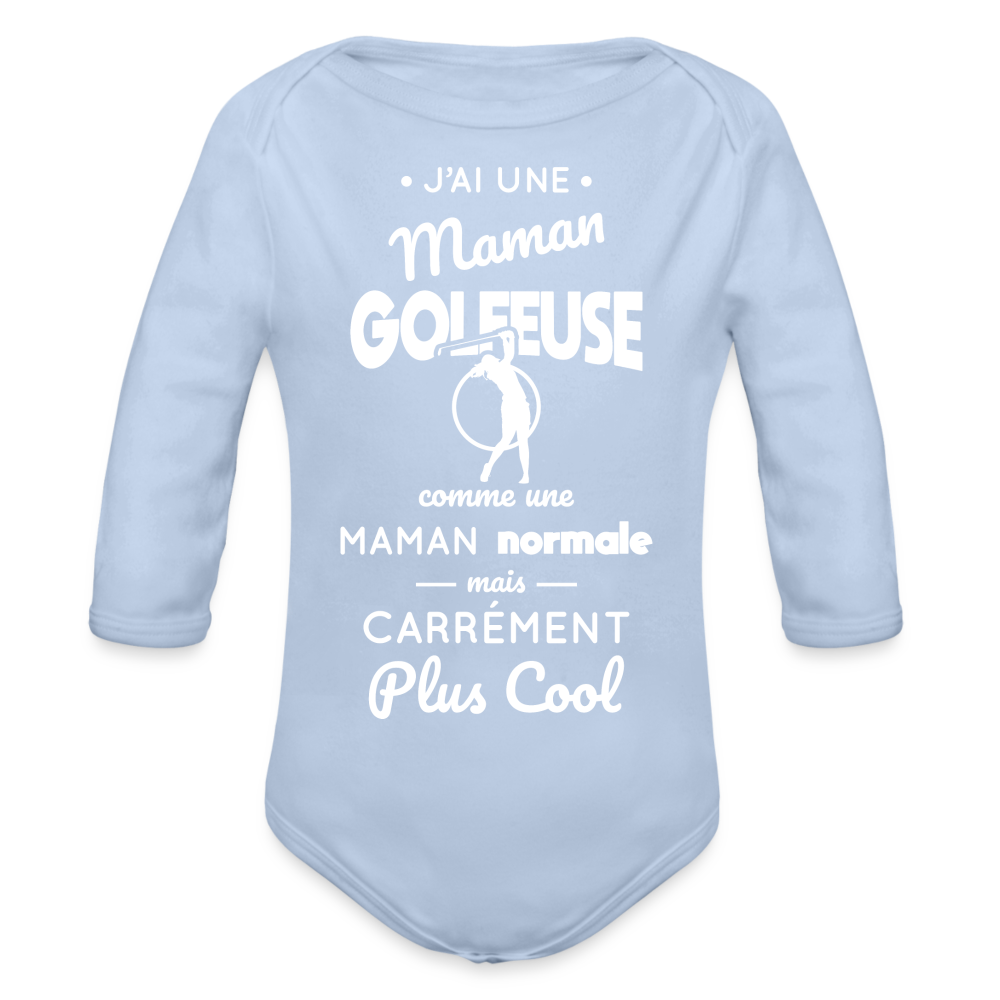 Body Bébé bio manches longues - J'ai une maman golfeuse - ciel