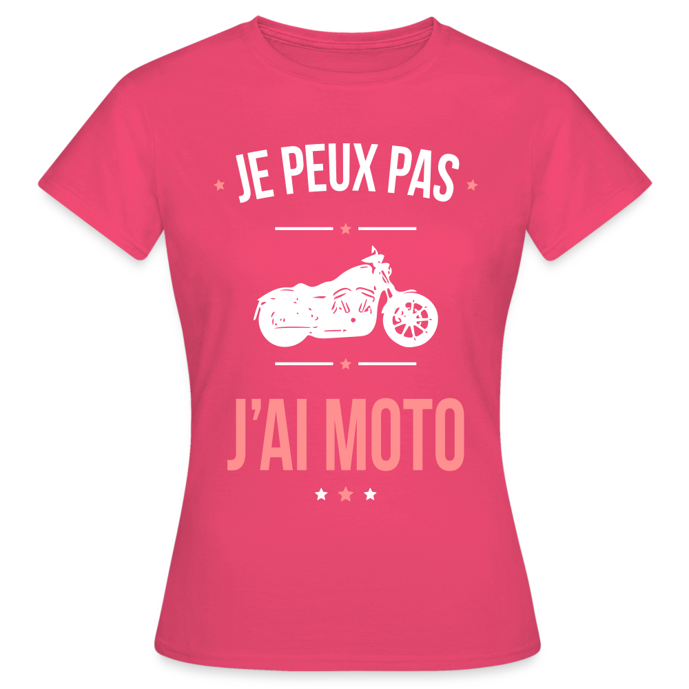 T-shirt Femme - Je peux pas j'ai Moto - rose azalée