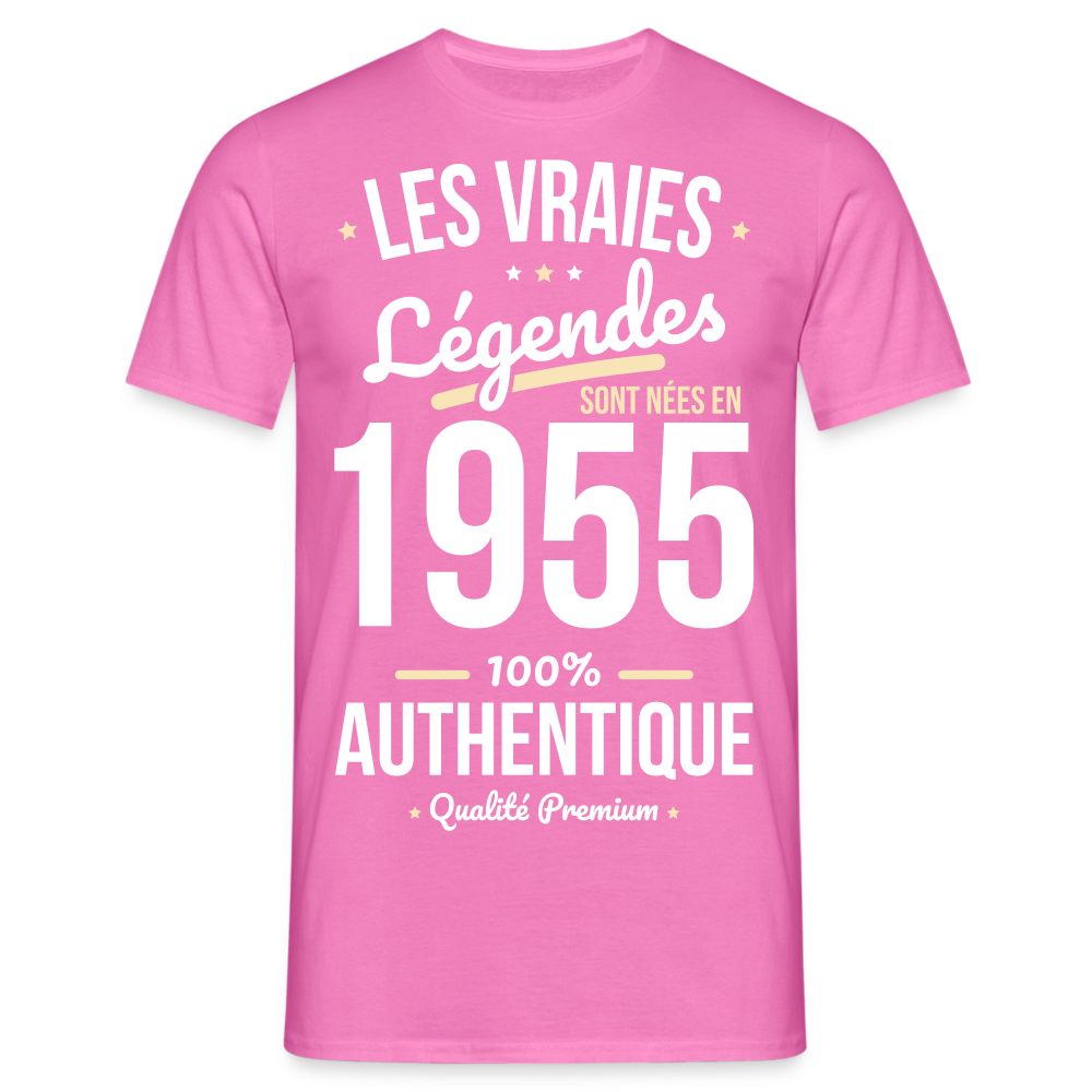 T-shirt Homme - Anniversaire 70 Ans - Les vraies Légendes sont nées en 1955 - rose