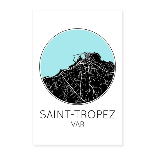 Poster Saint-Tropez - Plan Saint-Tropez - 60 x 90 cm - blanc