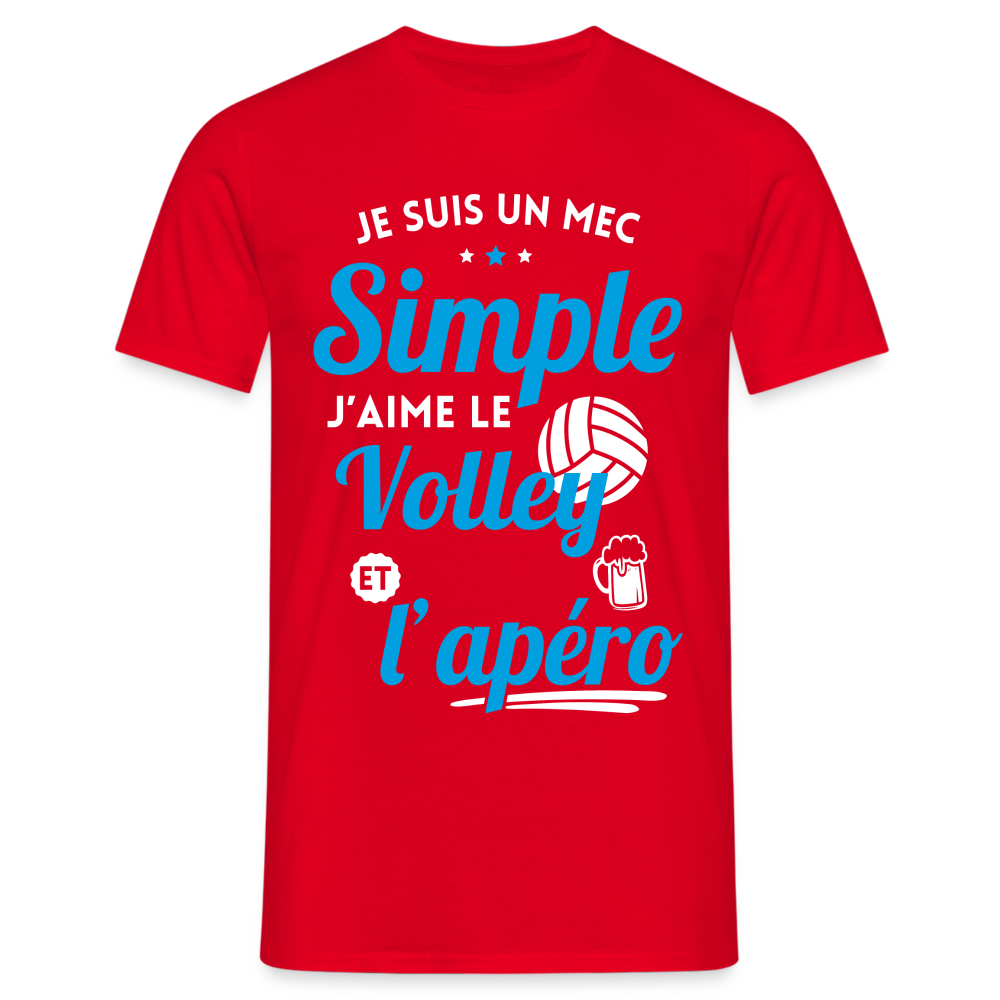 T-shirt Homme - J'aime le volley et l'apéro - rouge