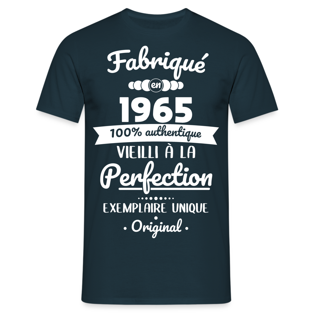 T-shirt Homme - Anniversaire 60 Ans - Fabriqué en 1965 - marine