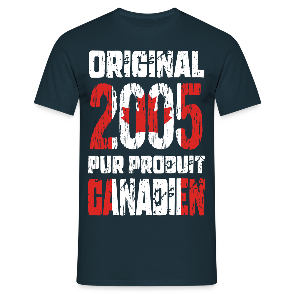 T-shirt Homme - Anniversaire 20 Ans - Original 2005 - Pur produit Canadien - marine