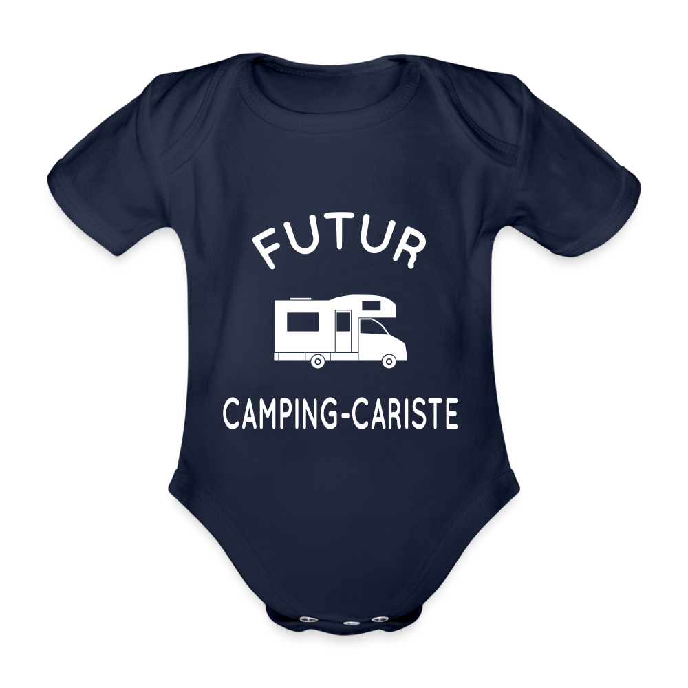 Body Bébé bio manches courtes - Futur camping-cariste - marine foncé