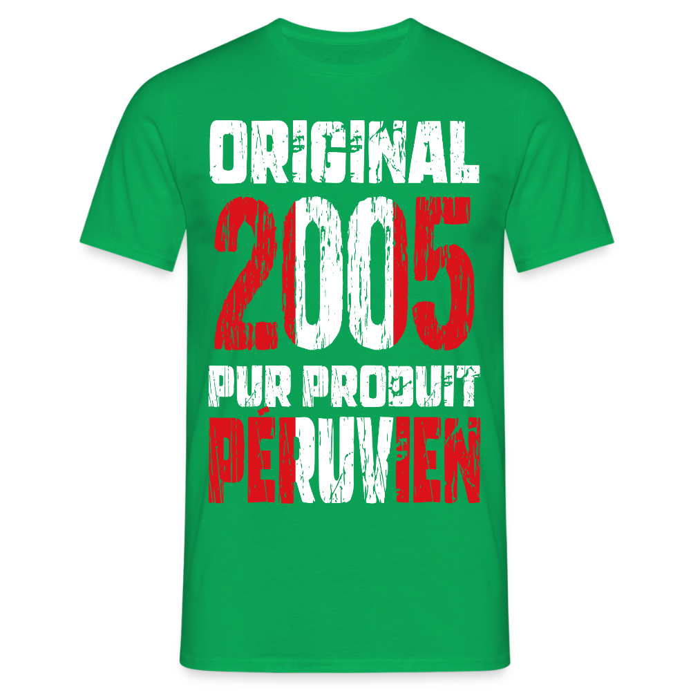 T-shirt Homme - Anniversaire 20 Ans - Original 2005 - Pur produit Péruvien - vert