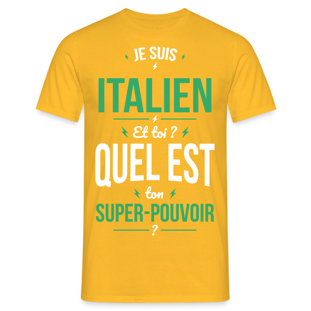 T-shirt Homme - Je suis Italien - Super-pouvoir - jaune