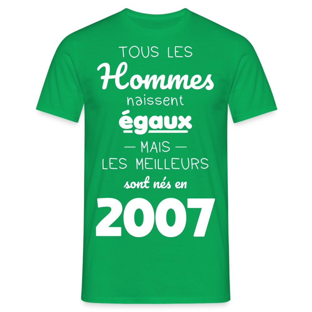 T-shirt Homme - Anniversaire 18 Ans - Les meilleurs sont nés en 2007 - vert