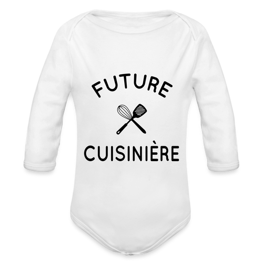 Body Bébé bio manches longues - Future cuisinière - blanc