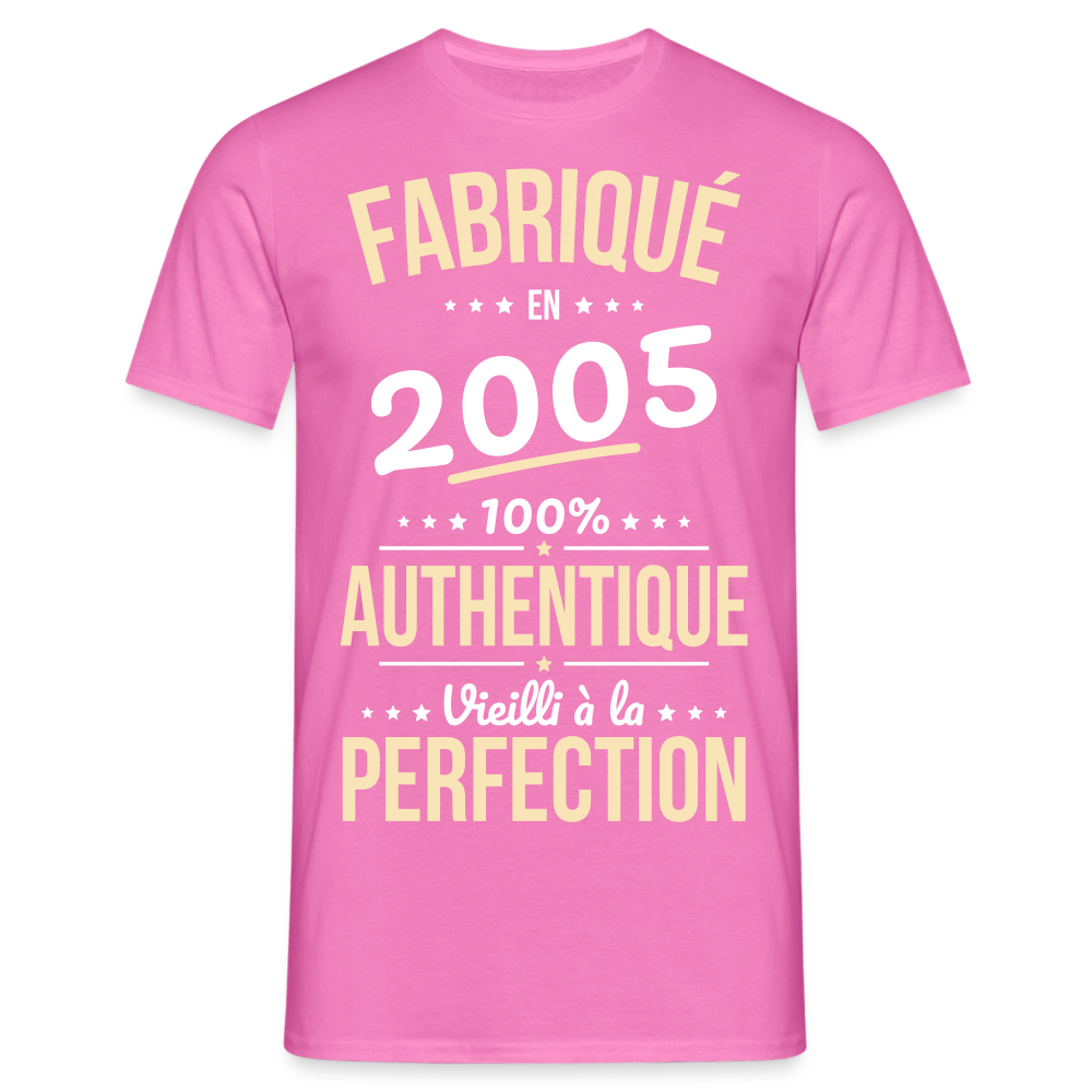 T-shirt Homme - Anniversaire 20 Ans - Fabriqué en 2005 - rose