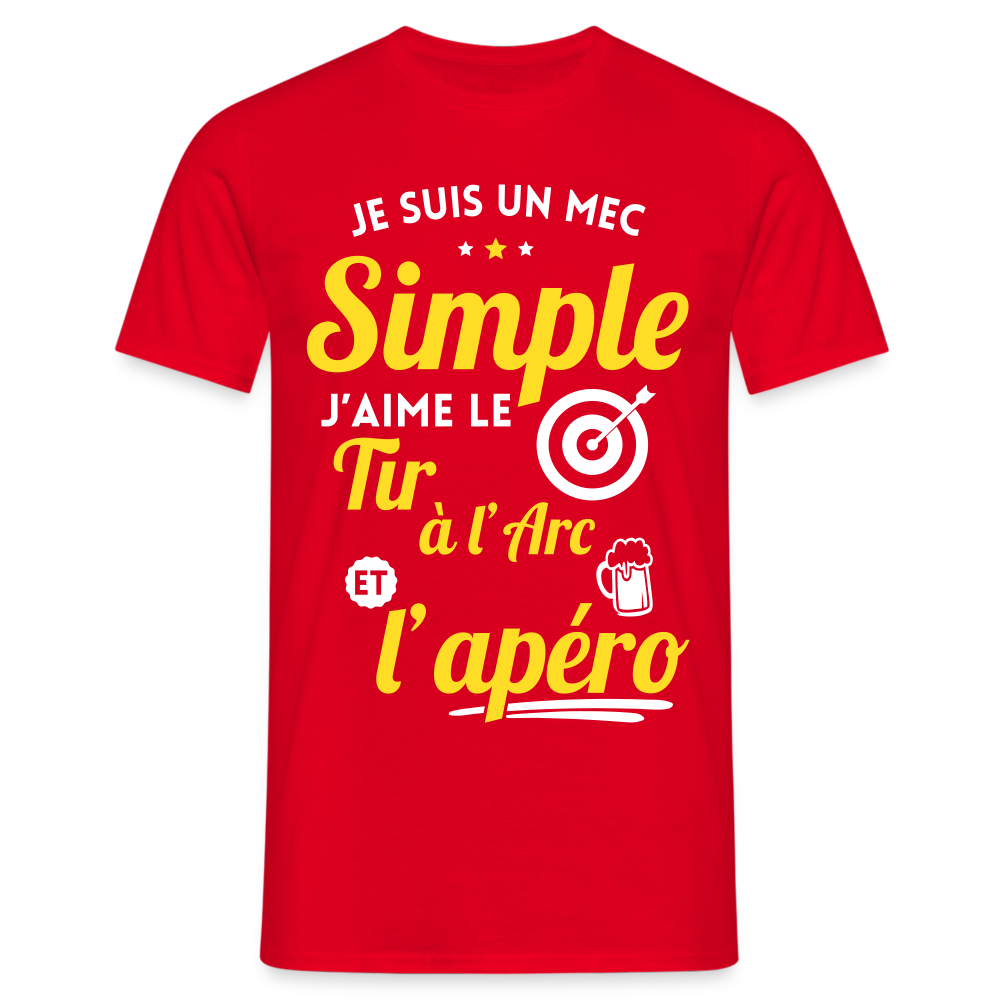 T-shirt Homme - J'aime le tir à l'arc et l'apéro - rouge