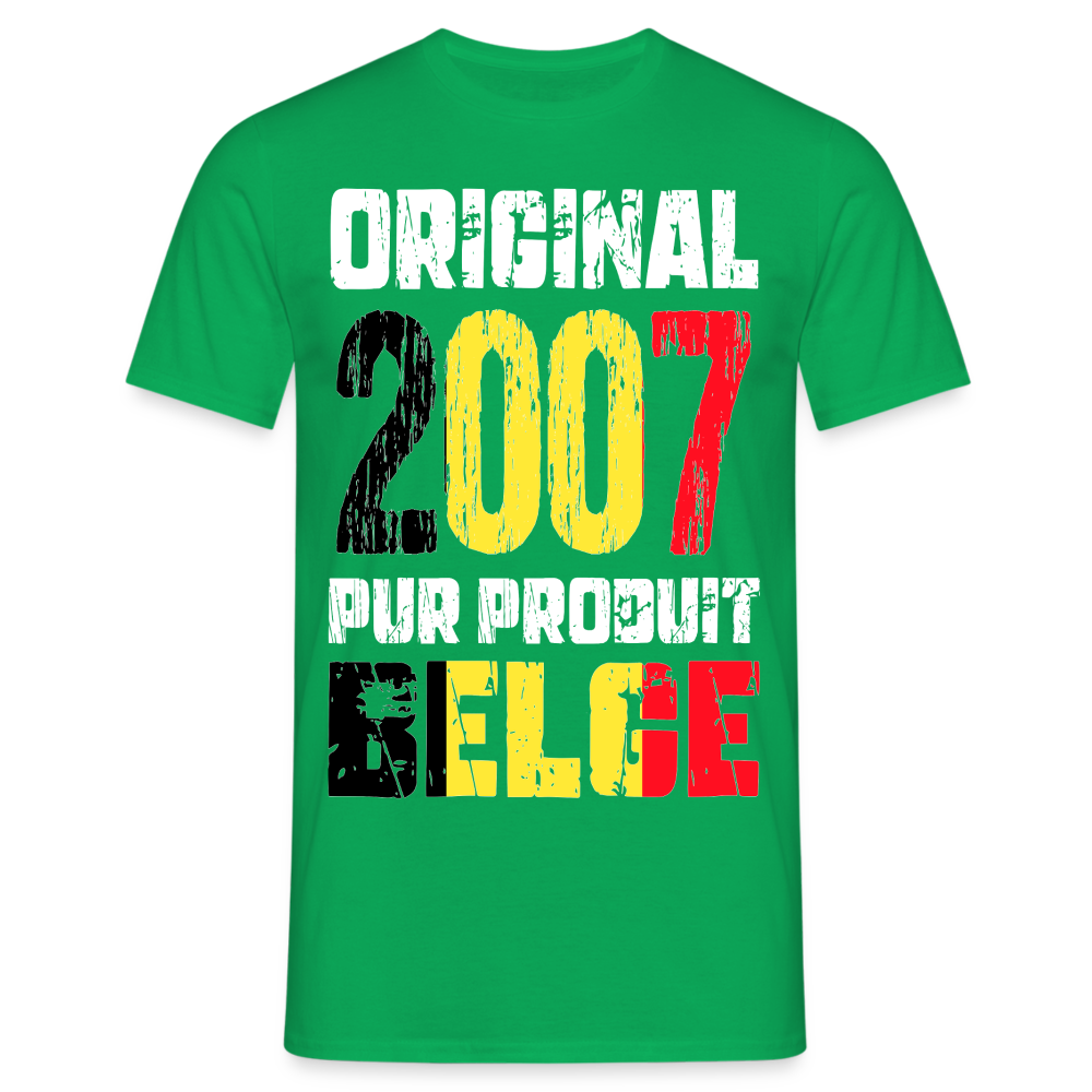 T-shirt Homme - Anniversaire 18 Ans - Original 2007 - Pur produit Belge - vert