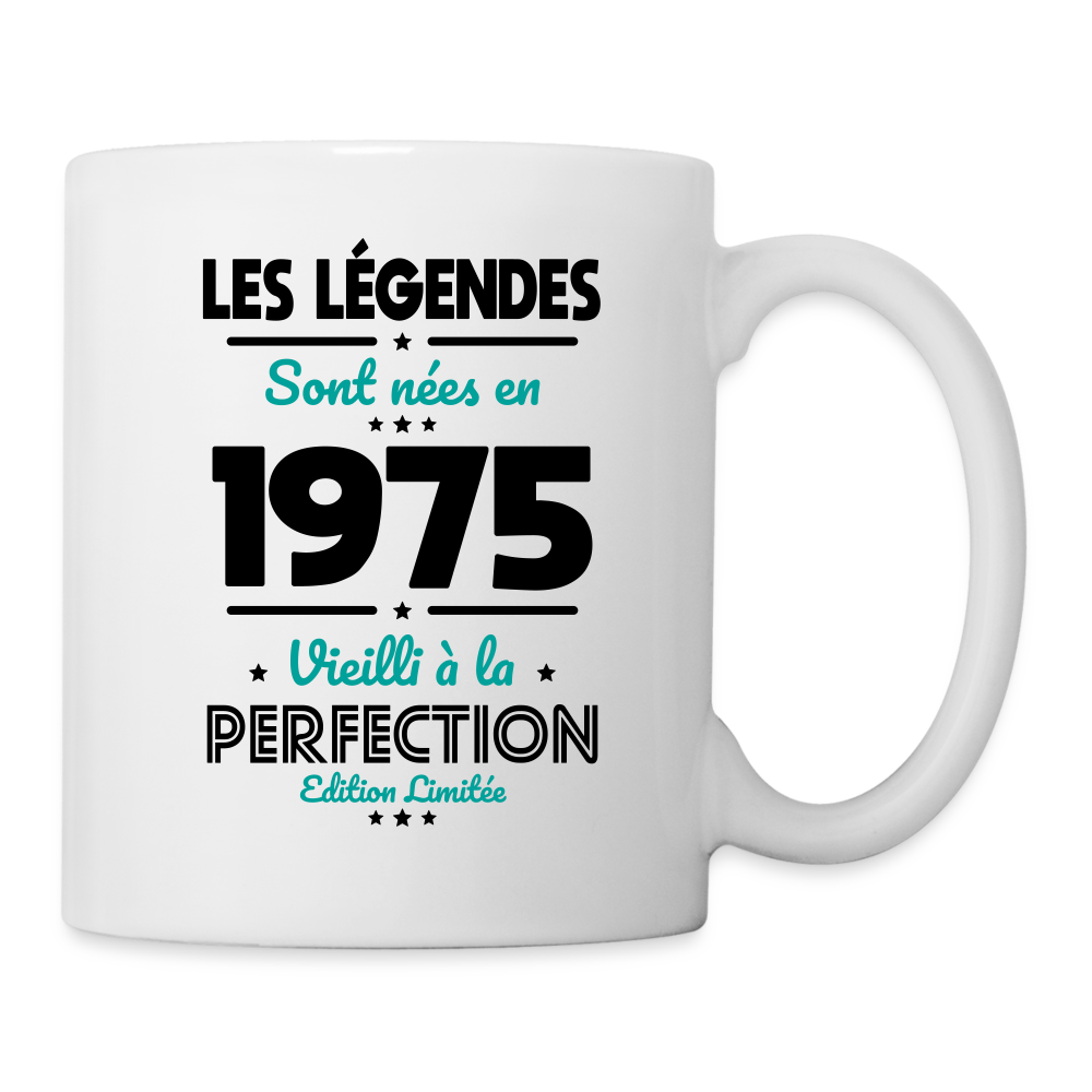 Mug blanc - Anniversaire 50 Ans - Les Légendes sont nées en 1975 - blanc