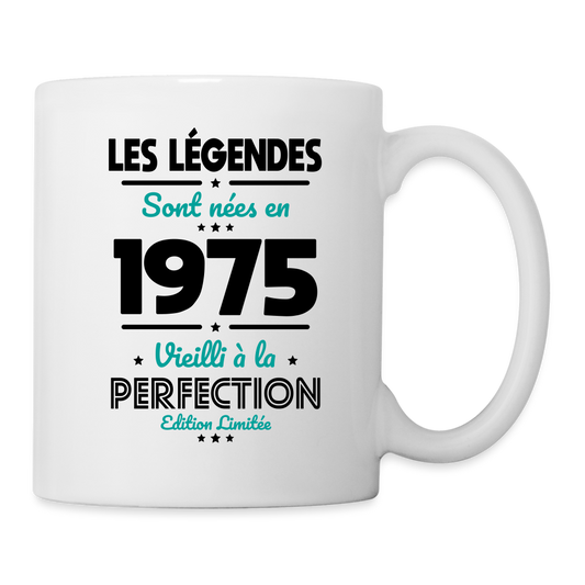 Mug blanc - Anniversaire 50 Ans - Les Légendes sont nées en 1975 - blanc