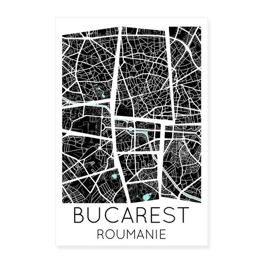 Poster Bucarest - Plan Bucarest - 60 x 90 cm - blanc