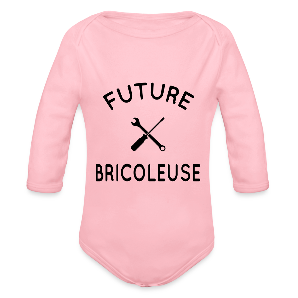 Body Bébé bio manches longues - Future bricoleuse - rose clair