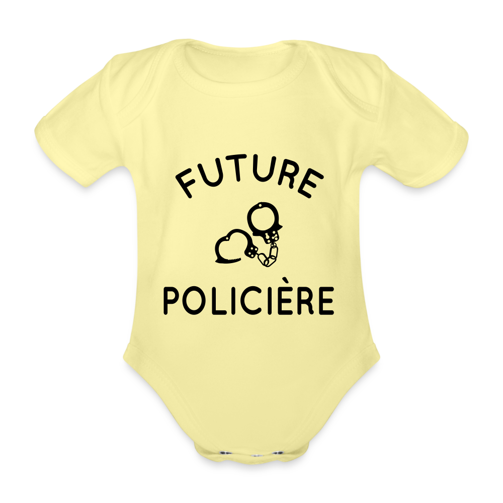 Body Bébé bio manches courtes - Future policière - jaune délavé